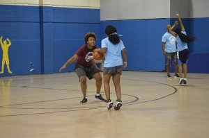 Players practiced shooting drills at Girls Basketball Camp